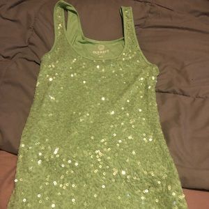 Green sequin tank top
